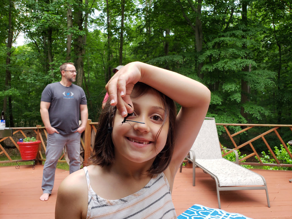 A Human with Ebony Jewelwing in Anne Arundel Co., Maryland (5/30/2018).
